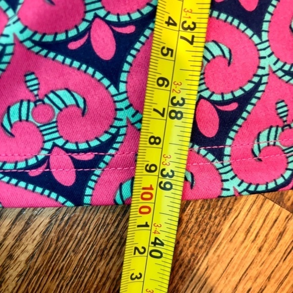 NWT Tracy Negoshian Dress XL Dolly Pink Navy Green Geometric Fleur de Lis Midi - Picture 14 of 15